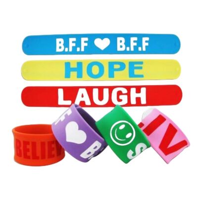 Waterproof Custom Printed Variety Sizes Silicone Slap Band With PMS Colour Matched